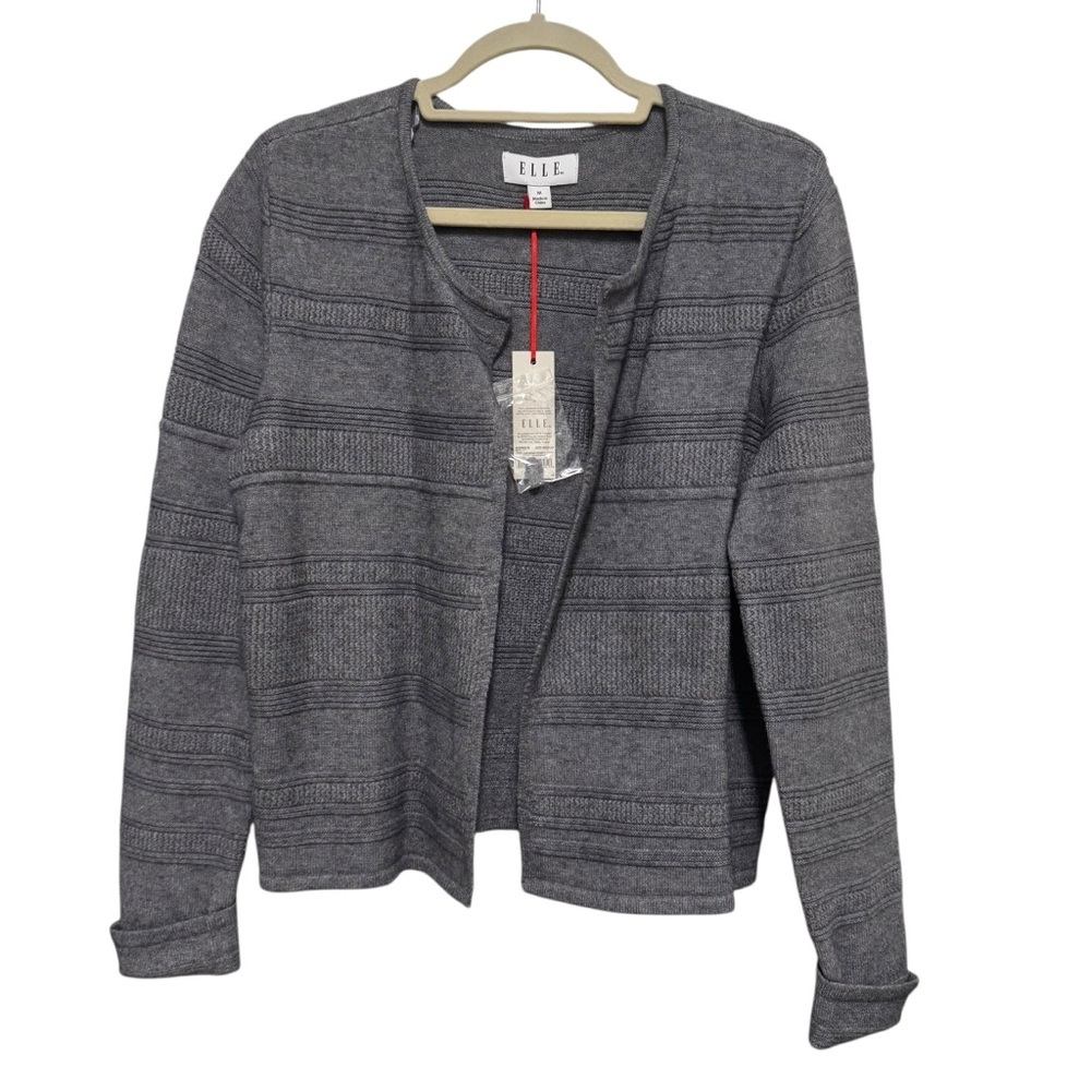 Elle Charcoal Knit Cardigan Sweater - Size Medium- NWT